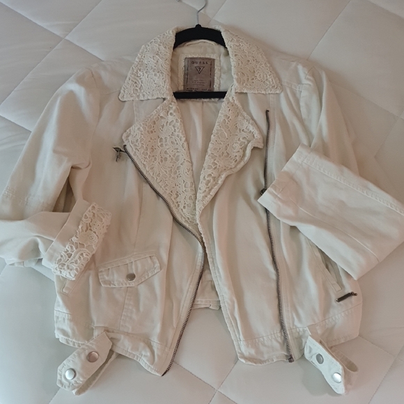Guess Cream Lace Jean Jacket - Picture 1 of 2